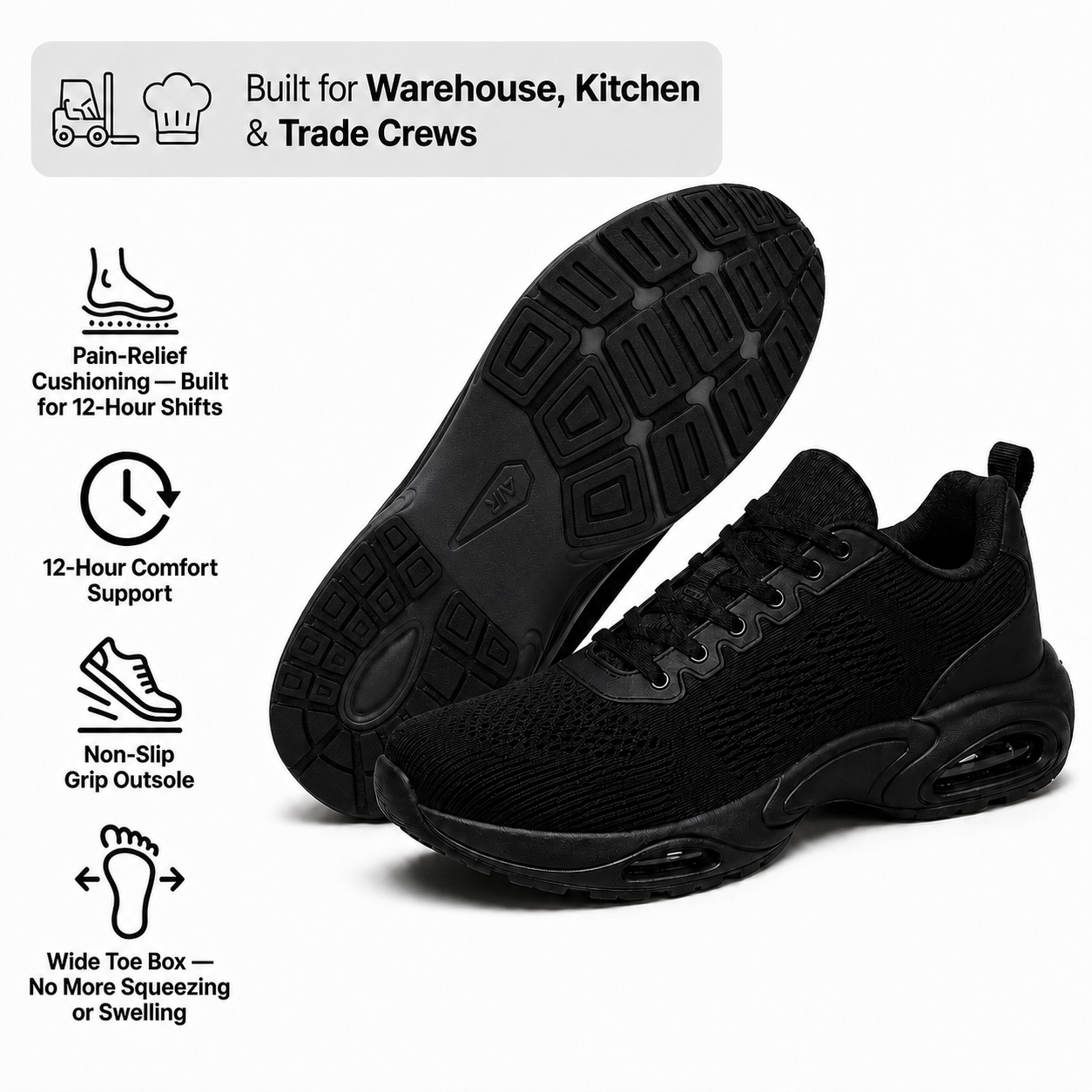 Arconism™ SHIFT-12 — Work Sneakers for Men | 12-Hour Support on Hard Floors