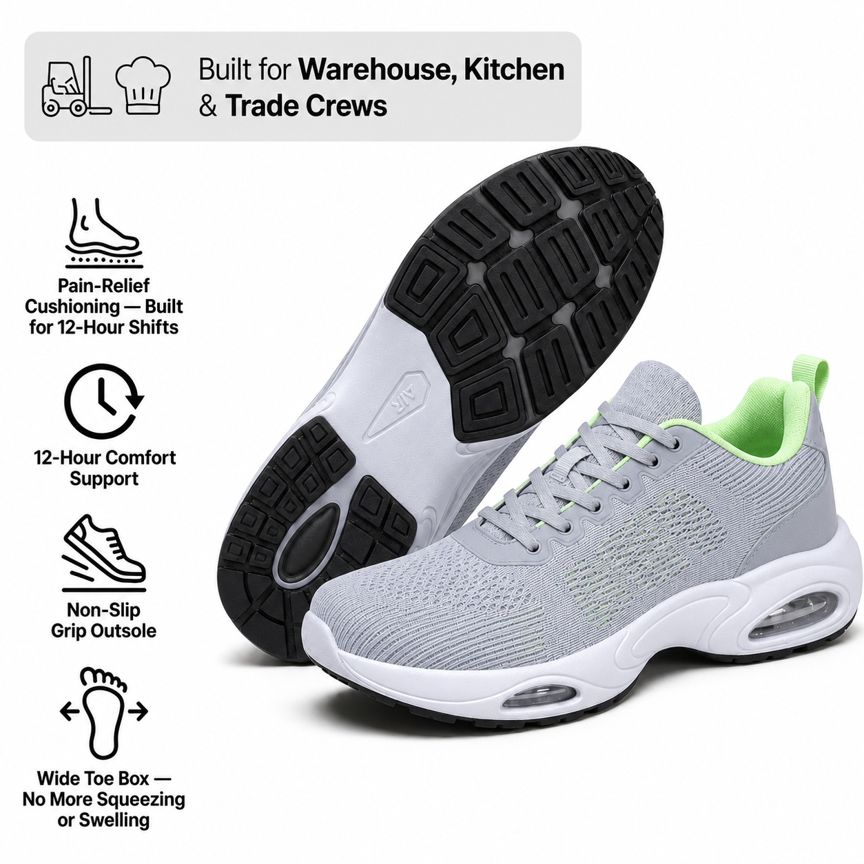 Arconism™ SHIFT-12 — Work Sneakers for Men | 12-Hour Support on Hard Floors